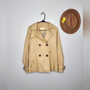 Michael Kors Tan Double-Breasted Pea Coat
